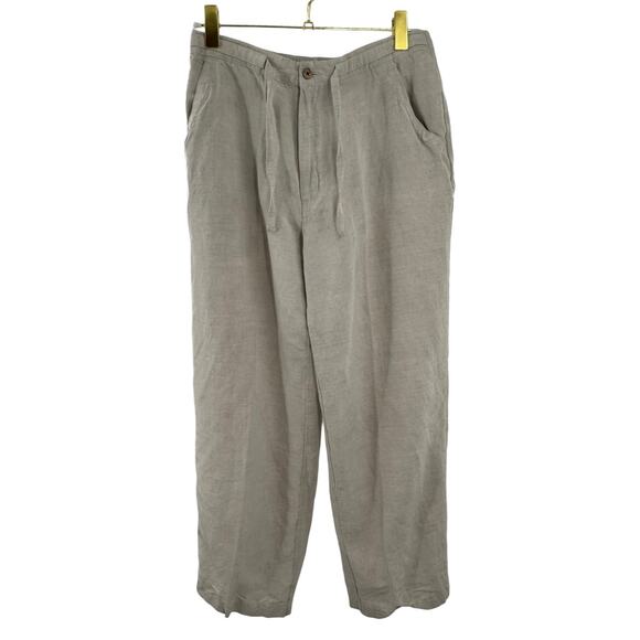 Cubavera Large Medium Linen Blend Pants Beige Drawstring Pull On Beach‎  Summer - Picture 1 of 9